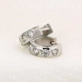 Stainless Steel Rhinestone Huggie Earrings Silver One Size Earrings - Tophatter Daily Deals