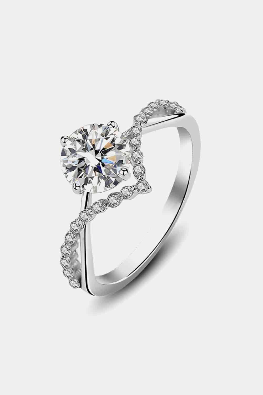 1 Carat Moissanite 925 Sterling Silver Ring Silver Moissanite - Tophatter Daily Deals