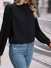 Round Neck Puff Sleeve Blouse - Tophatter Deals
