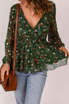 Floral Surplice Peplum Blouse Blouses - Tophatter Daily Deals