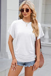 Round Neck Flutter Sleeve T-Shirt Women's T-Shirts - Tophatter Daily Deals