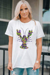 Mardi Gras Lobster Round Neck T-Shirt Women's T-Shirts - Tophatter Daily Deals