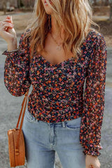 Floral Long Flounce Sleeve Blouse Blouses - Tophatter Daily Deals