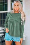 Round Neck Raglan Sleeve Babydoll Top Blouses - Tophatter Daily Deals