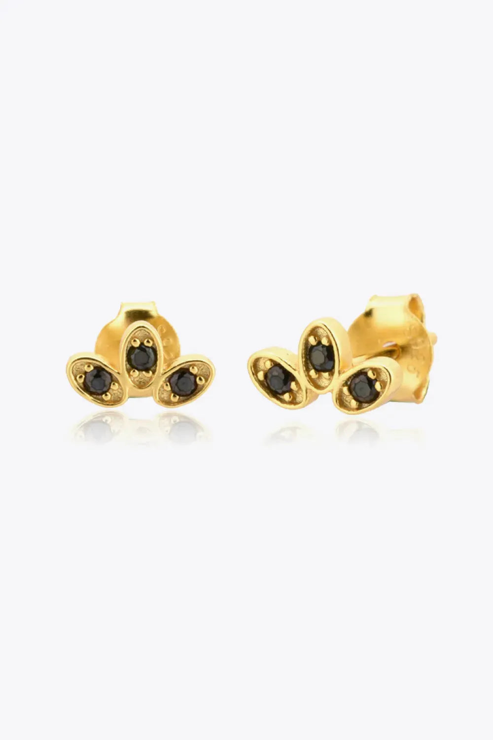 Inlaid 925 Sterling Silver Stud Earrings Black One Size Earrings - Tophatter Daily Deals
