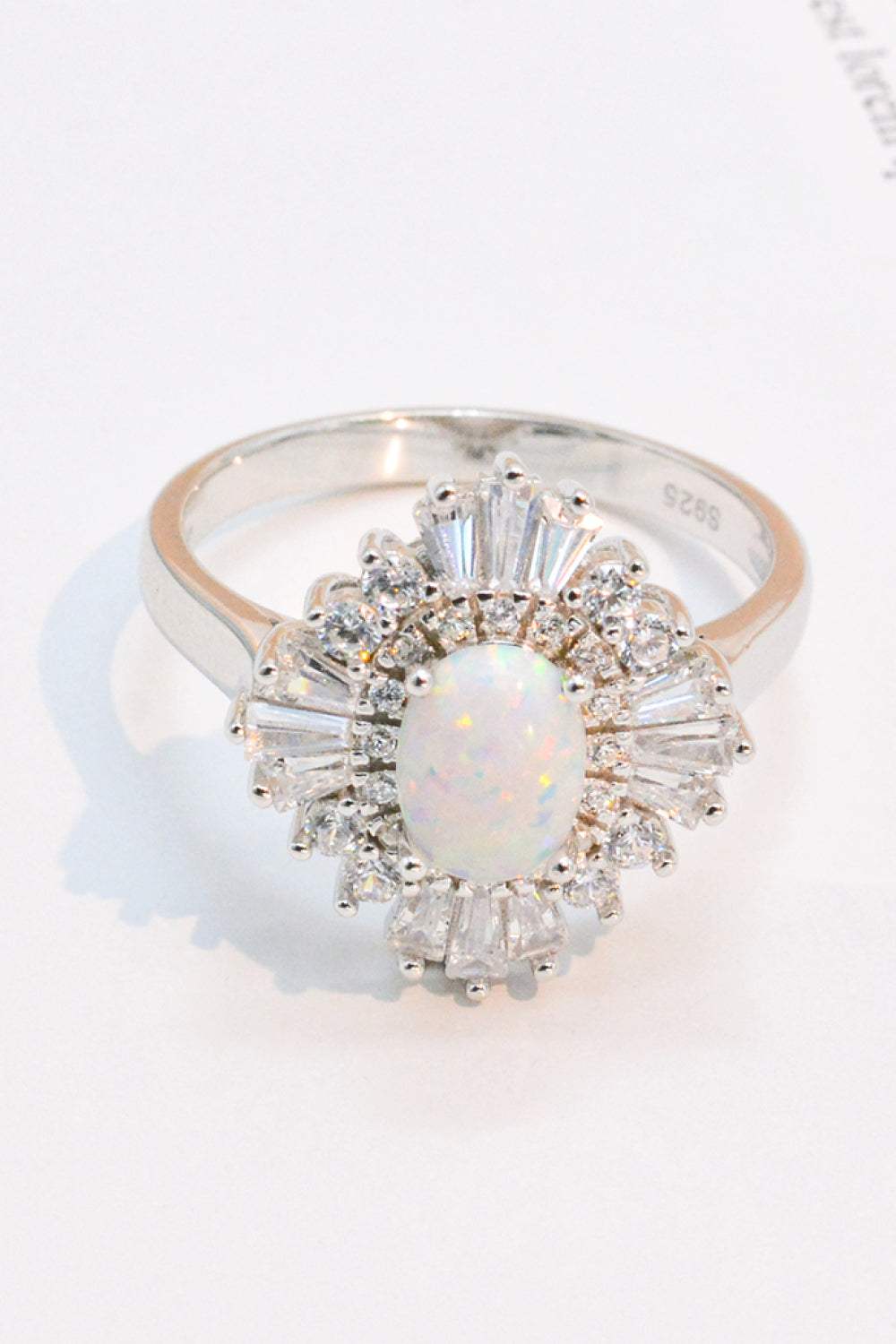 Modern 925 Sterling Silver Opal Halo Ring Opal - Tophatter Daily Deals