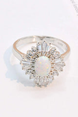 Modern 925 Sterling Silver Opal Halo Ring Opal - Tophatter Daily Deals