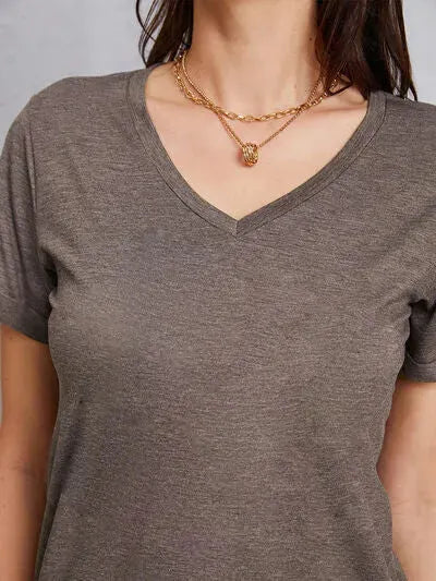 V-Neck Short Sleeve T-Shirt Women's T-Shirts - Tophatter Daily Deals