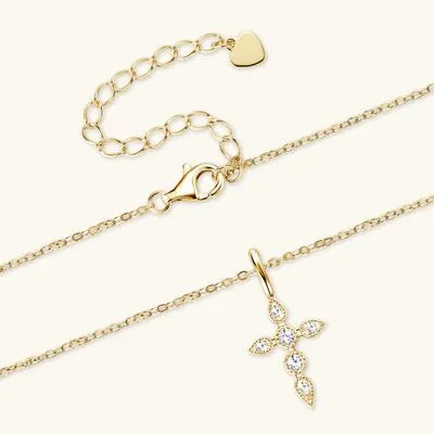 925 Sterling Silver Moissanite Cross Pendant Necklace Moissanite - Tophatter Daily Deals