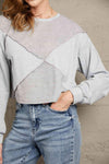 Double Take Exposed Seam Round Neck Cropped Top Blouses - Tophatter Daily Deals