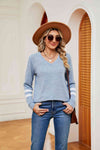 V-Neck Long Sleeve T-Shirt Pastel Blue Women's T-Shirts - Tophatter Daily Deals