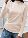 Drawstring Mock Neck Long Sleeve T-Shirt Eggshell One Size Women's T-Shirts - Tophatter Daily Deals