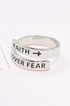 925 Sterling Silver FAITH OVER FEAR Bypass Ring Rings - Tophatter Daily Deals