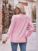 Double Take Eyelet Square Neck Puff Sleeve Blouse Blouses - Tophatter Daily Deals