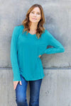 Basic Bae Full Size V-Neck Long Sleeve Top Blouses - Tophatter Daily Deals