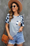 Mixed Print Sequin Pocket T-Shirt Indigo Women's T-Shirts - Tophatter Daily Deals