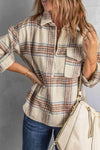 Double Take Plaid Half-Zip Collared Curved Hem Sweatshirt Blouses - Tophatter Daily Deals