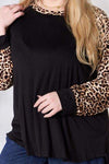 Celeste Full Size Leopard Round Neck Long Sleeve T-Shirt Women's T-Shirts - Tophatter Daily Deals