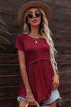 Lace Trim Round Neck Tunic Top Women's T-Shirts - Tophatter Daily Deals