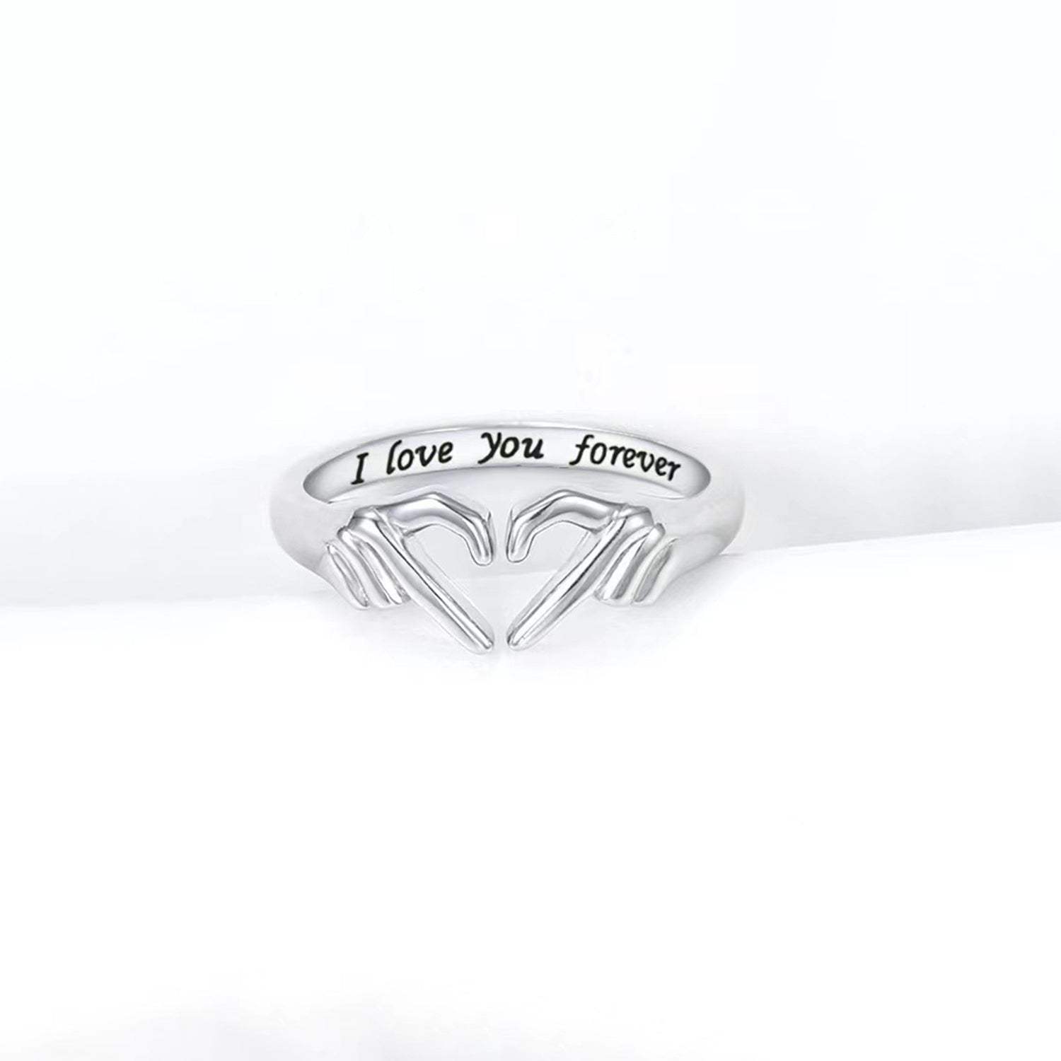 Hand Heart Shape 925 Sterling Silver Open Ring Rings - Tophatter Daily Deals