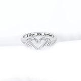 Hand Heart Shape 925 Sterling Silver Open Ring Rings - Tophatter Daily Deals