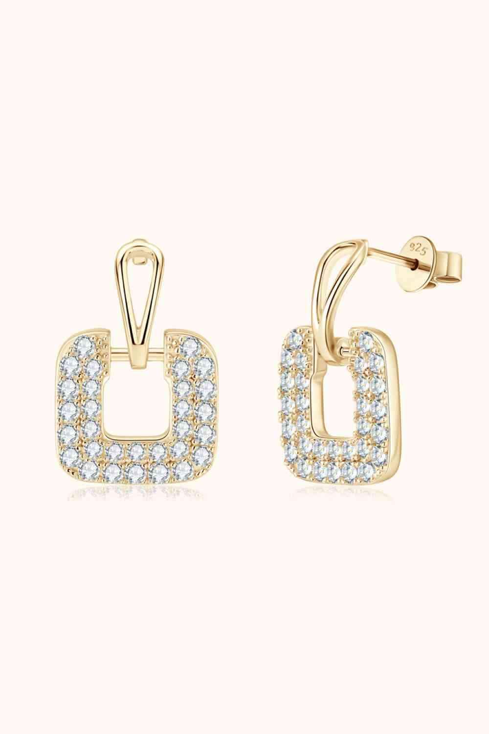 1.68 Carat Moissanite 925 Sterling Silver Drop Earrings Gold One Size Moissanite - Tophatter Daily Deals