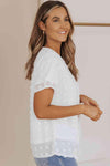 Swiss Dot Round Neck Blouse Blouses - Tophatter Daily Deals