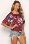 Floral Tie Hem Flounce Sleeve Top Blouses - Tophatter Daily Deals