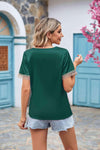 Contrast Trim Short Sleeve Plunge Blouse Blouses - Tophatter Daily Deals