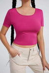 Cutout Short Sleeve T-Shirt Cerise Women's T-Shirts - Tophatter Daily Deals