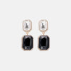 Geometrical Shape Glass Stone Dangle Earrings White Black One Size Earrings - Tophatter Daily Deals