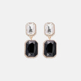 Geometrical Shape Glass Stone Dangle Earrings White Black One Size Earrings - Tophatter Daily Deals