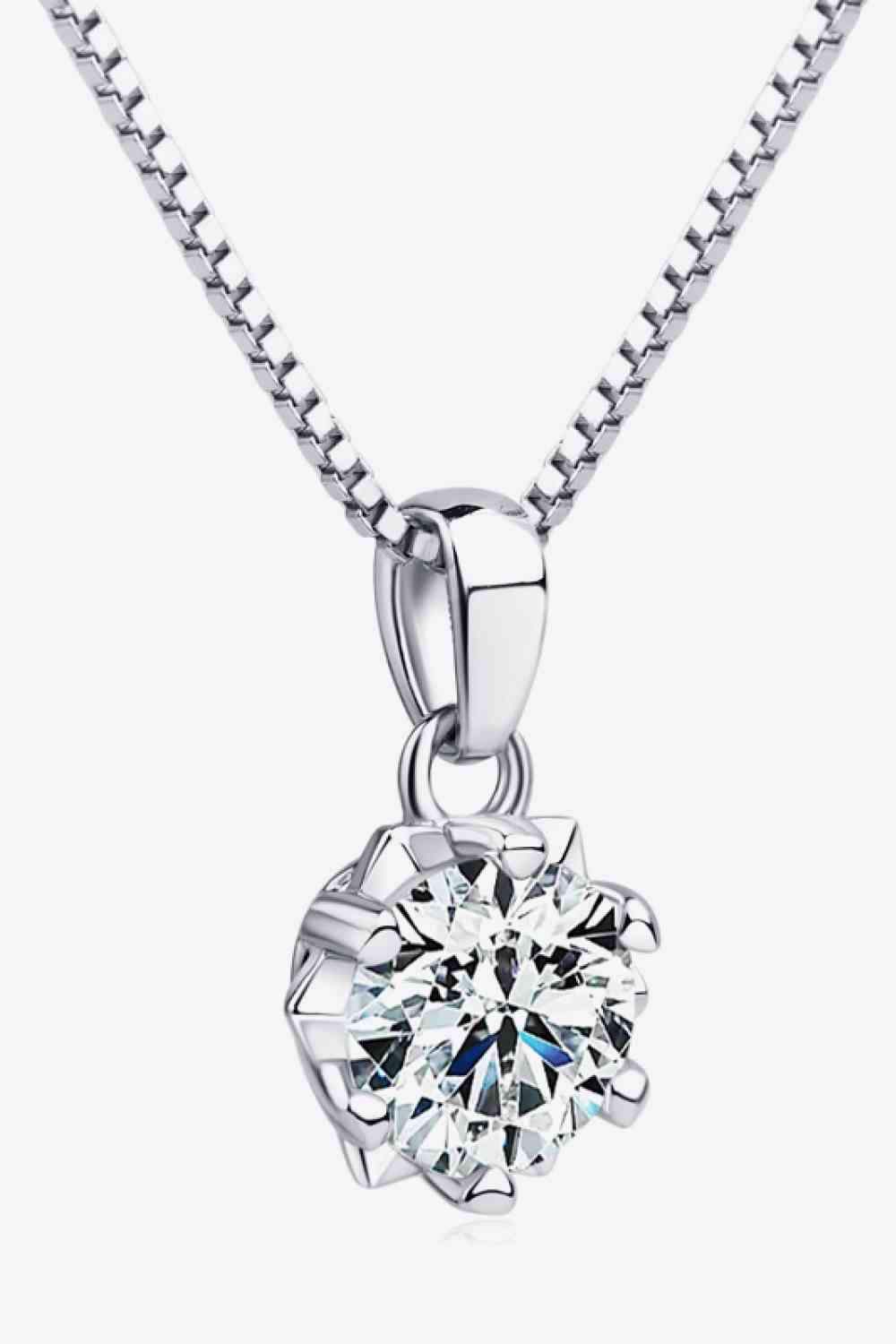 1 Carat Moissanite Pendant Platinum-Plated Necklace Moissanite - Tophatter Daily Deals