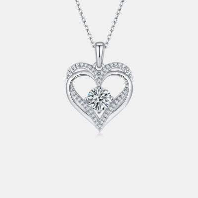 1.2 Carat Moissanite 925 Sterling Silver Heart Necklace Moissanite - Tophatter Daily Deals