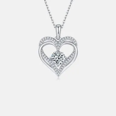 1.2 Carat Moissanite 925 Sterling Silver Heart Necklace Moissanite - Tophatter Daily Deals