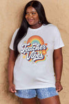 Simply Love Full Size TEACHER VIBES Graphic Cotton T-Shirt Bleach Women's T-Shirts - Tophatter Daily Deals