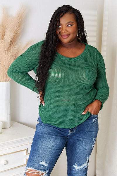 Culture Code Full Size Scoop Neck Patch Pocket Top Green Blouses - Tophatter Daily Deals