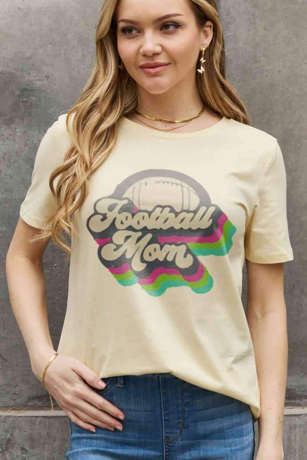 Simply Love Full Size FOOTBALL MOM Graphic Cotton Tee Women's T-Shirts - Tophatter Daily Deals