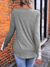 Half Button Lace Detail T-Shirt Women's T-Shirts - Tophatter Daily Deals