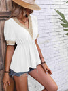 Contrast V-Neck Babydoll Top Blouses - Tophatter Daily Deals