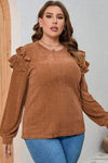 Plus Size Ruffled Round Neck Long Sleeve T-Shirt Women's T-Shirts - Tophatter Daily Deals