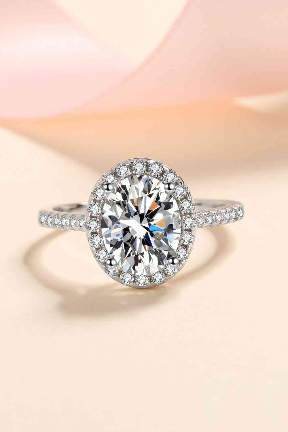 2 Carat Moissanite 925 Sterling Silver Halo Ring Moissanite - Tophatter Daily Deals