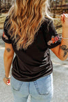 Embroidered Round Neck Tee Shirt Women's T-Shirts - Tophatter Daily Deals