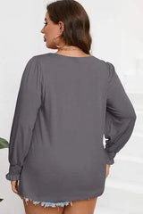 Plus Size Square Neck Lantern Sleeve T-Shirt Women's T-Shirts - Tophatter Daily Deals
