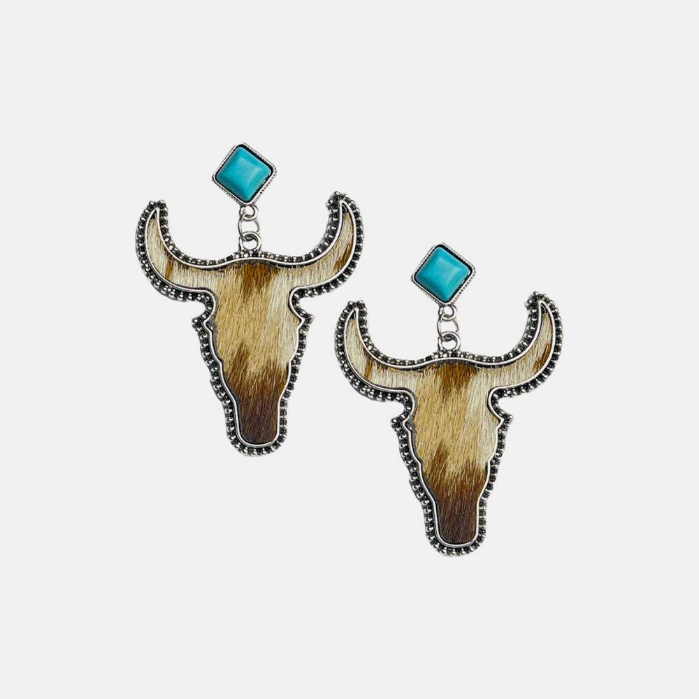 Bull Shape Turquoise Dangle Earrings Earrings - Tophatter Daily Deals