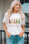 Christmas Tree Graphic Round Neck Short Sleeve T-Shirt White Women's T-Shirts - Tophatter Daily Deals