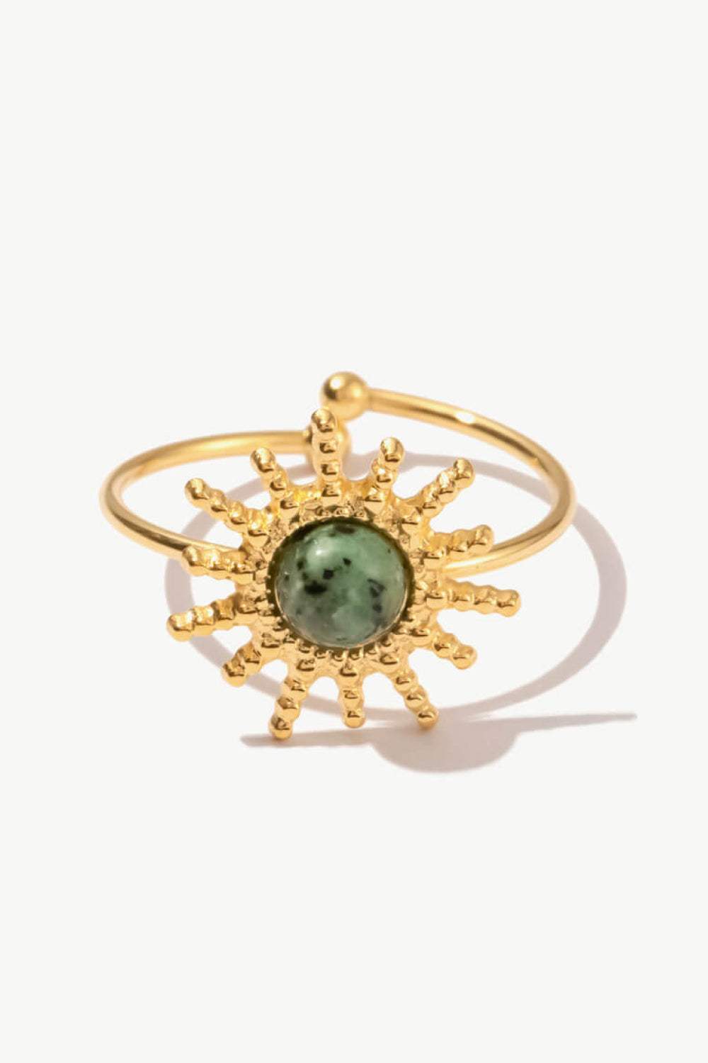 Natural Stone Sun Shape Open Ring Gold Sage One Size Rings - Tophatter Daily Deals