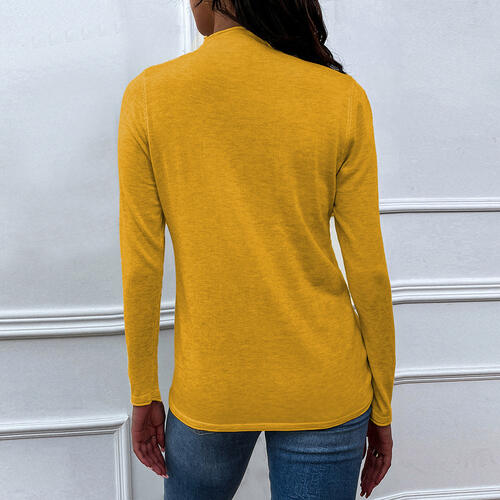 Drawstring Mock Neck Long Sleeve T-Shirt Women's T-Shirts - Tophatter Daily Deals