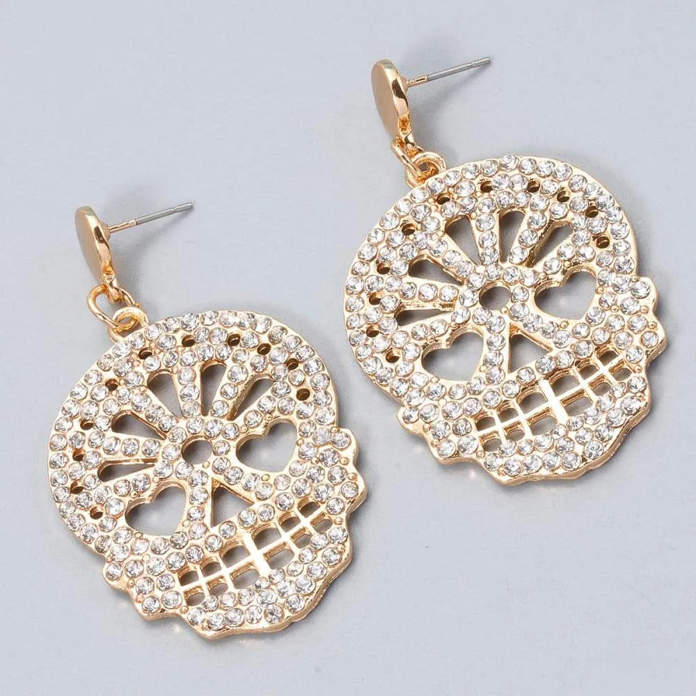 Skull Rhinestone Alloy Earrings Earrings - Tophatter Daily Deals