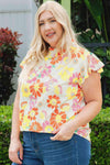 Plus Size Floral Butterfly Sleeve Blouse Blouses - Tophatter Daily Deals